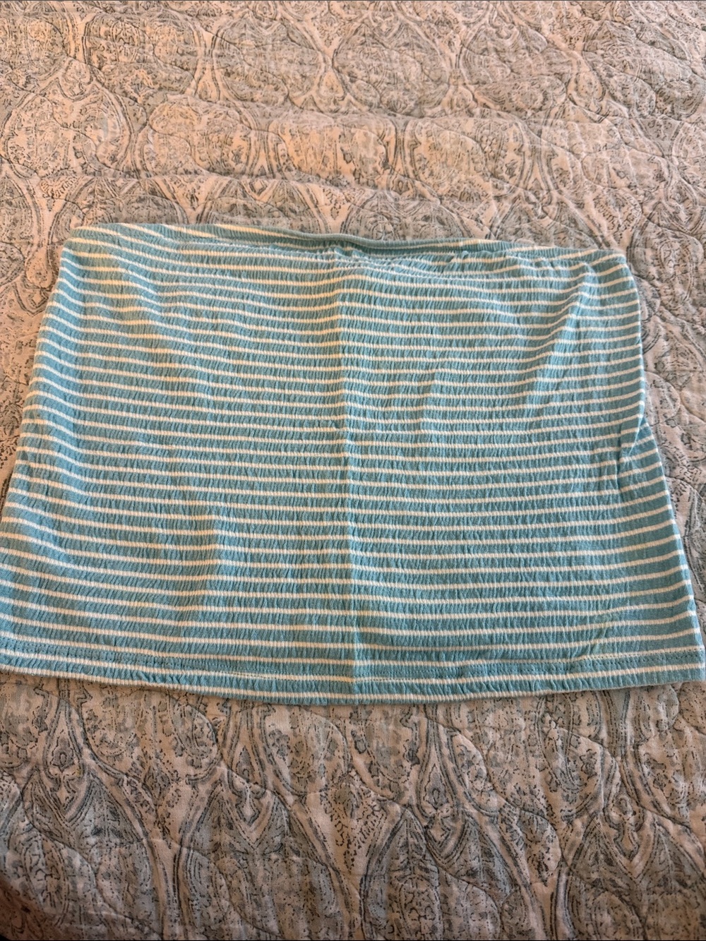 Women’s Light Blue and White Striped Tube Top